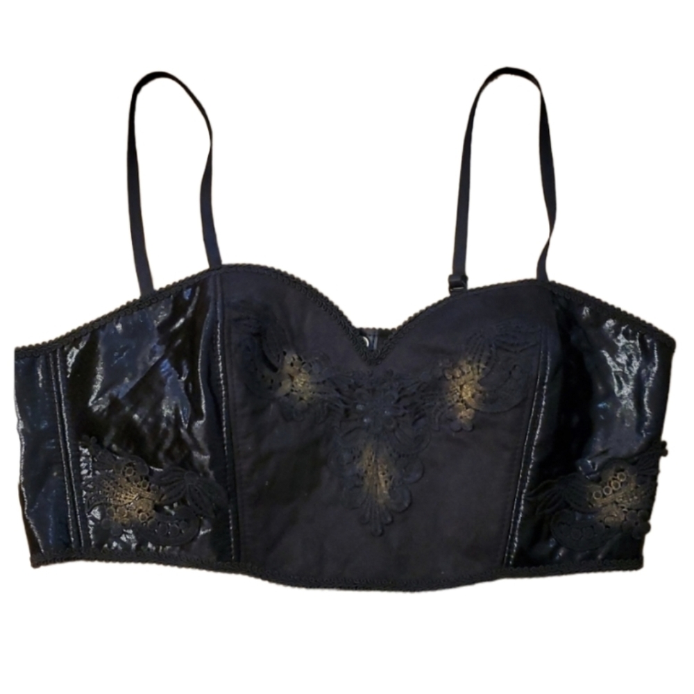 Forum Novelties Womans Costume Black‎ Half Corset Lacy Sexy Goth Bra